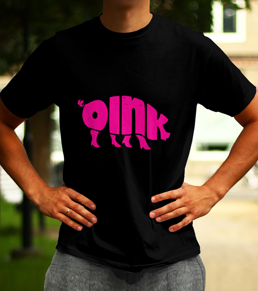 OINK Pink Pig Silhouette Humor T-Shirt