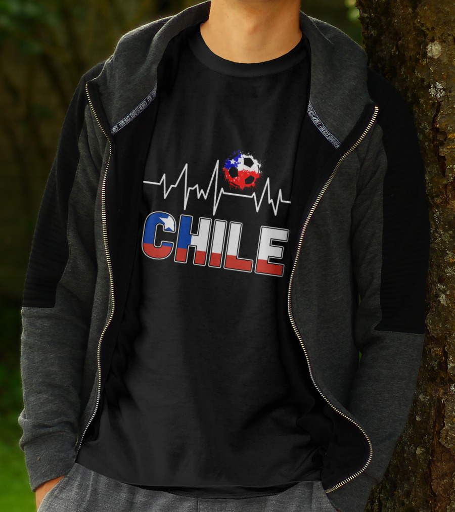 Chile Soccer Jersey Chilean Futbol Passion Heartbeat Flag Colors T-Shirt
