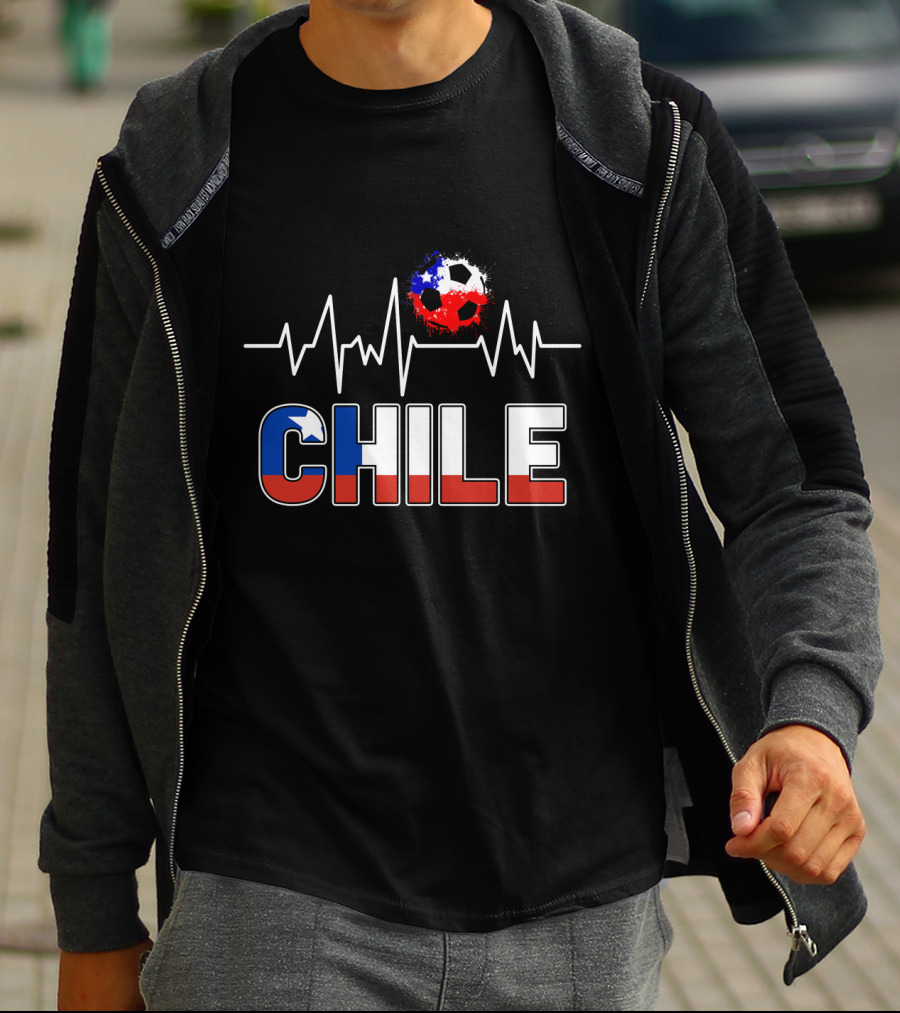 Chile Soccer Jersey Chilean Futbol Passion Heartbeat Flag Colors T-Shirt