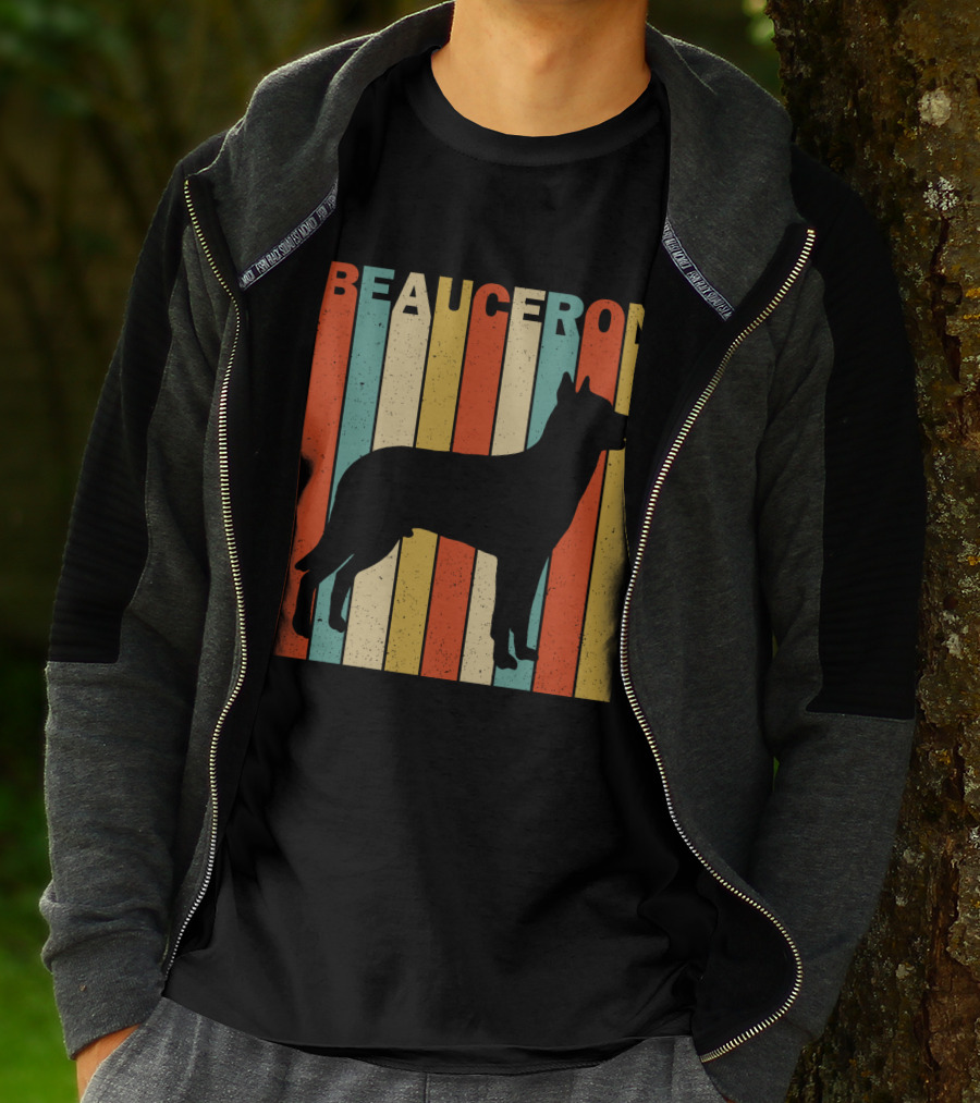 Beauceron Retro Silhouette Vertical Stripes T-Shirt