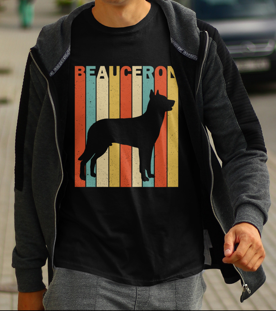 Beauceron Retro Silhouette Vertical Stripes T-Shirt