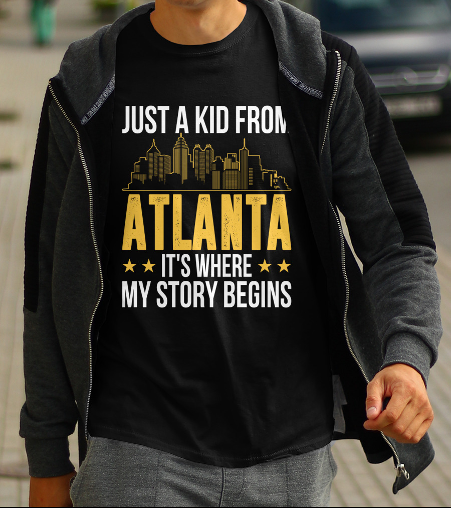 Just A Kid From Atlanta It's Where My Story Begins Skyline T-Shirt