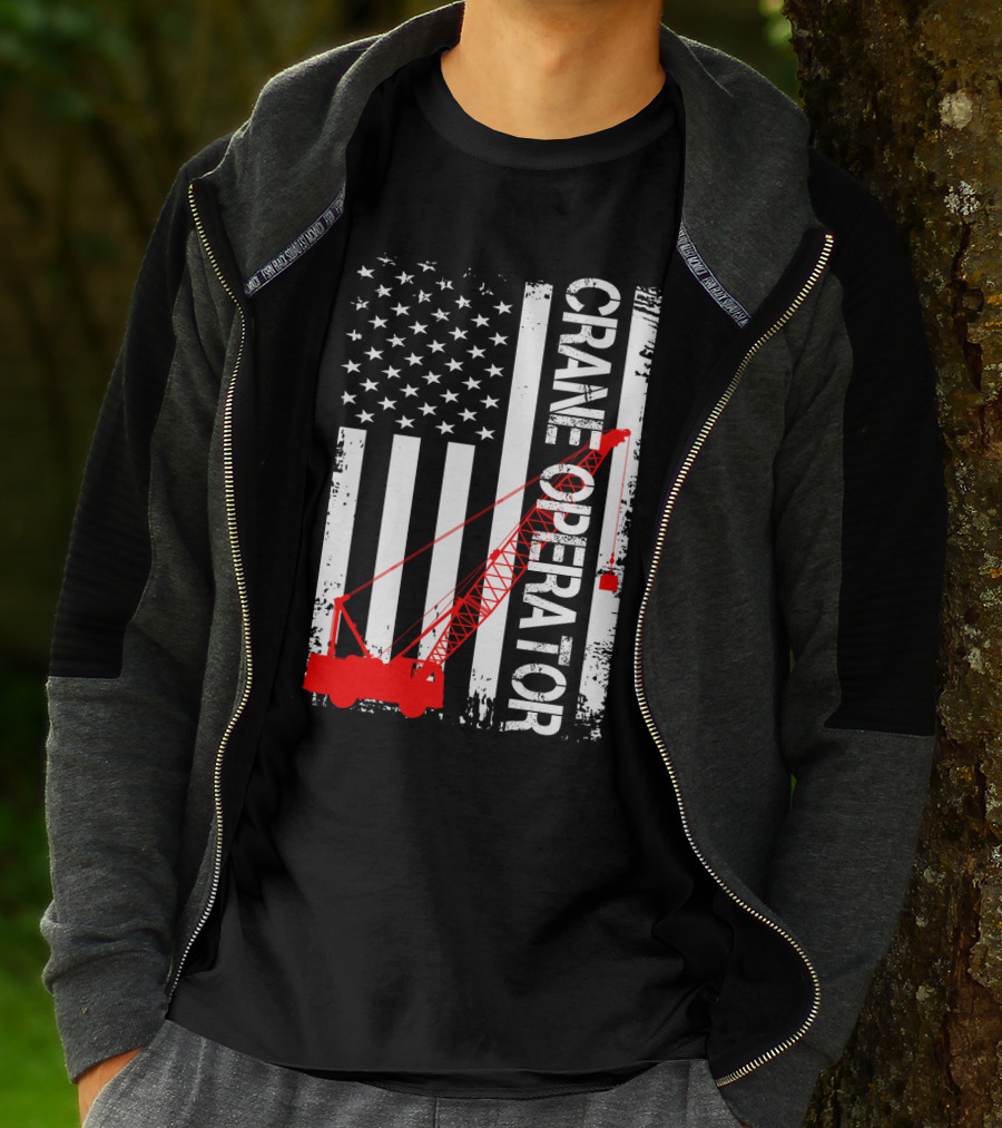 Crane Operator American Flag T-Shirt