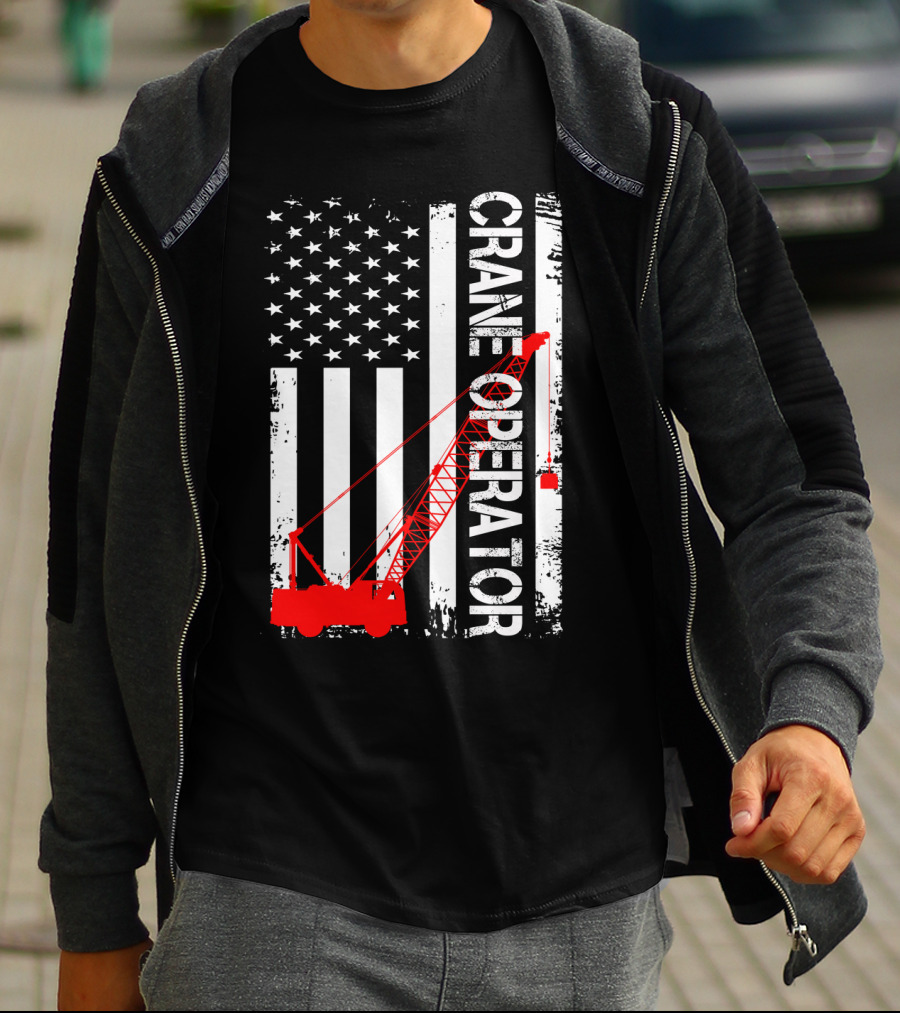 Crane Operator American Flag T-Shirt