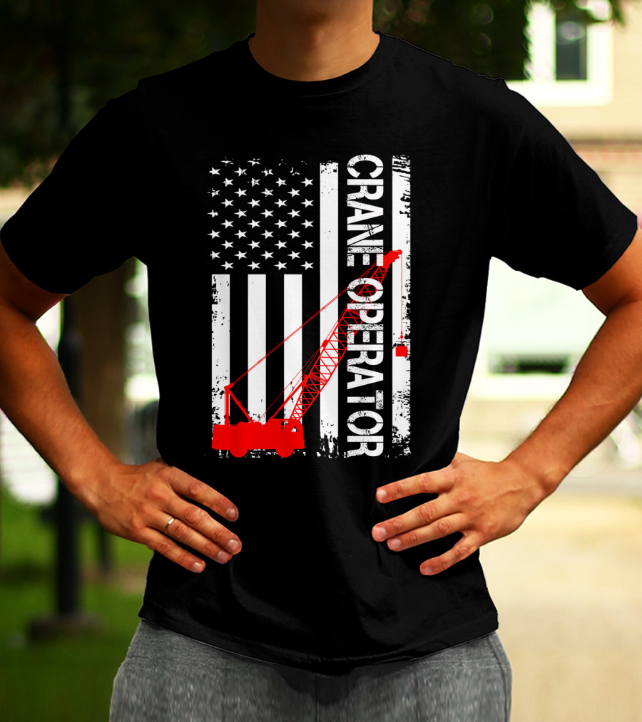 Crane Operator American Flag T-Shirt