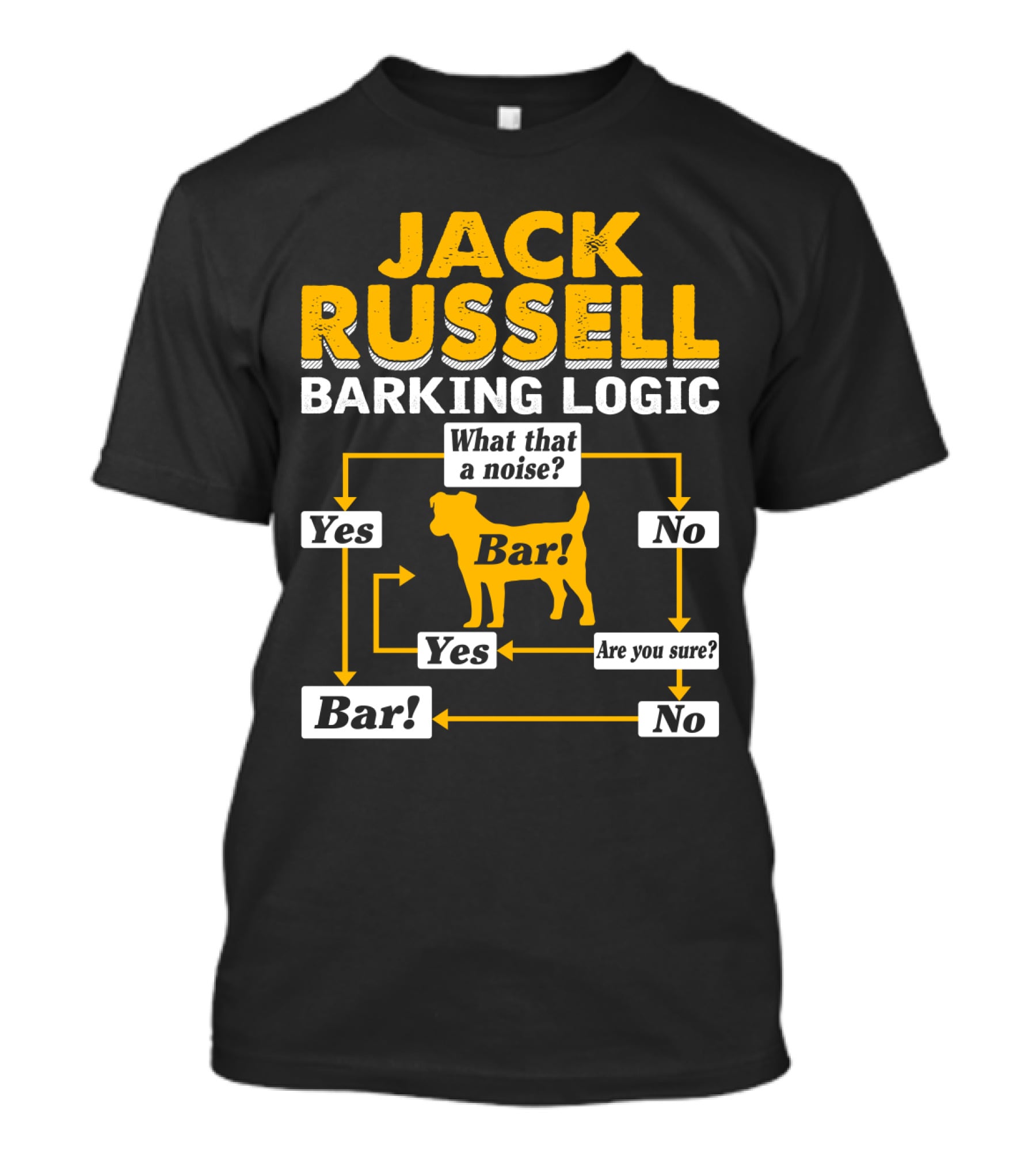 Jack Russell Barking Logic Flowchart Humor Yes No Bar T-Shirt