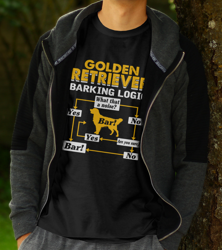 Golden Retriever Barking Logic Flowchart Humor T-Shirt