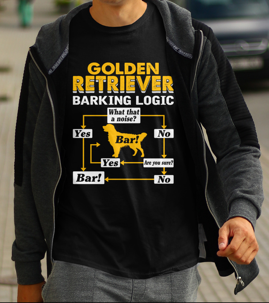 Golden Retriever Barking Logic Flowchart Humor T-Shirt