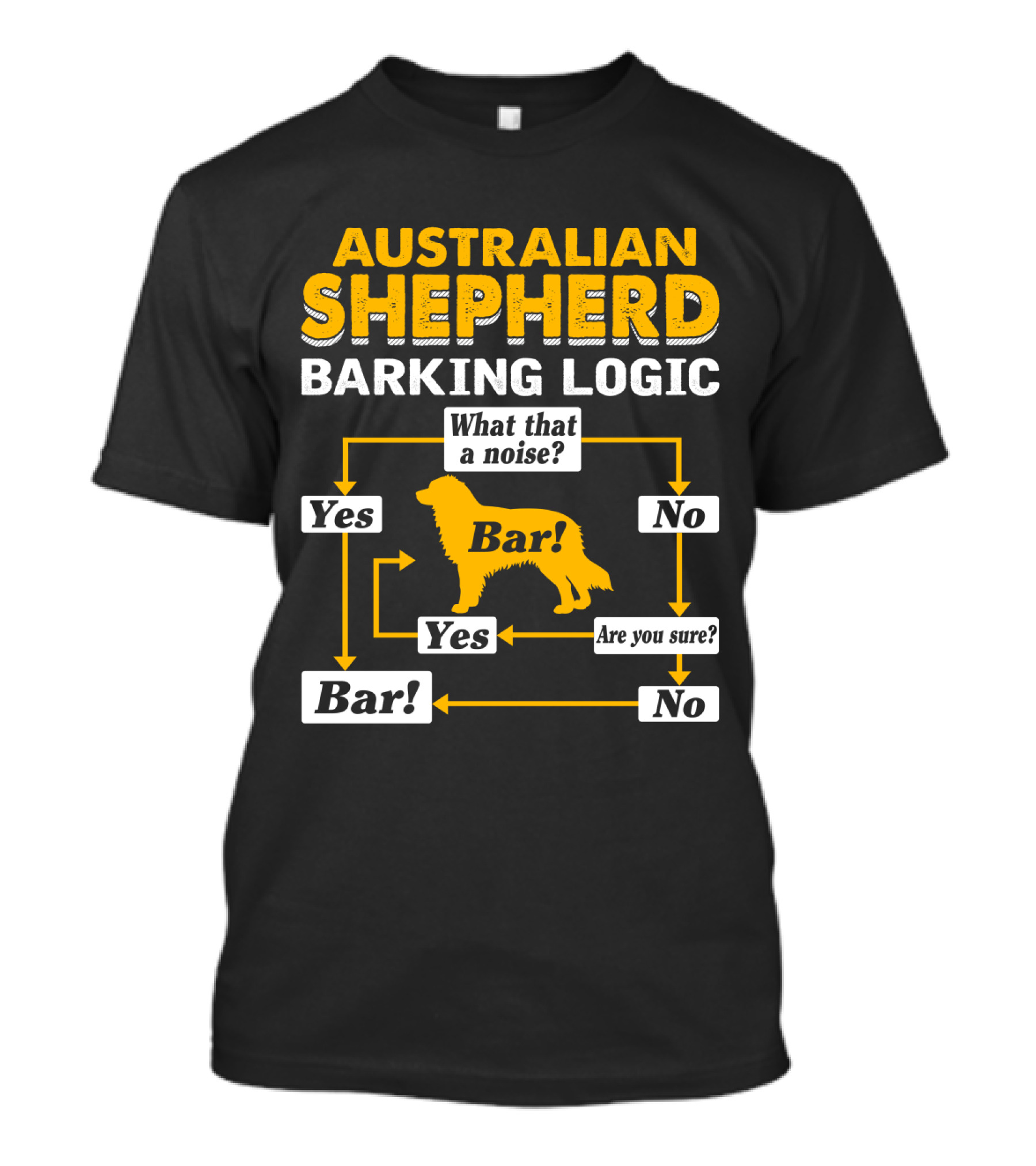 Australian Shepherd Barking Logic What That A Noise Yes Bar Are You Sure T-Shirt