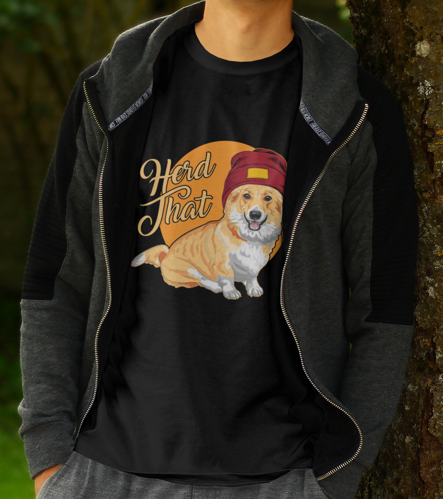 Herd That Corgi In A Beanie For Animal Lovers T-Shirt