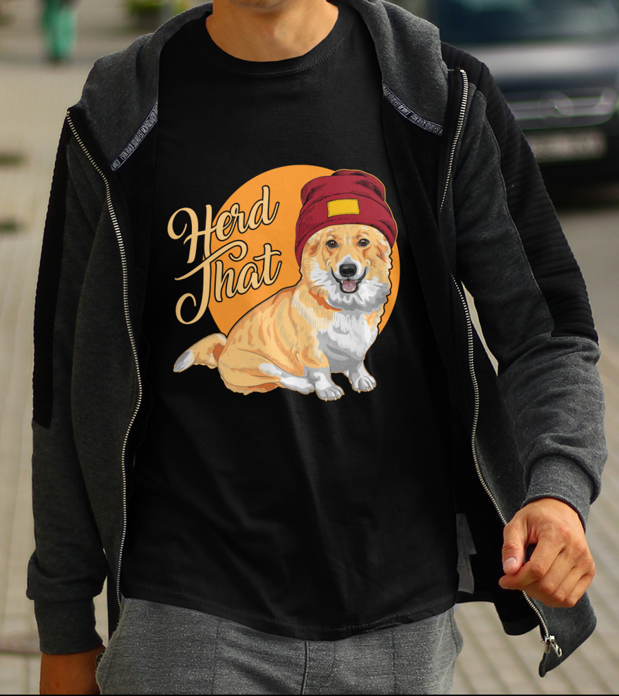 Herd That Corgi In A Beanie For Animal Lovers T-Shirt