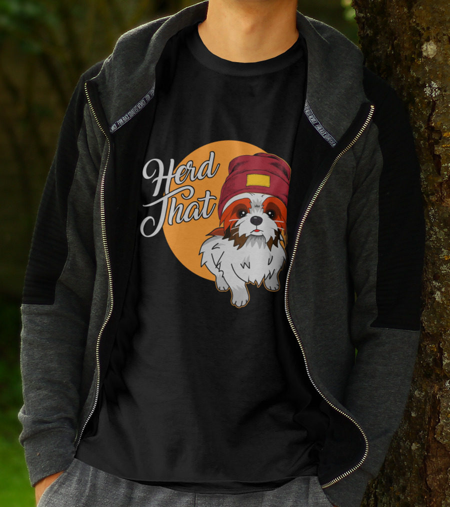 Herd That Shih Tzu Animal Lover Dog With Hat Sketch T-Shirt