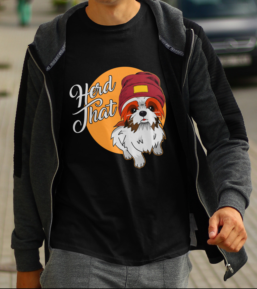 Herd That Shih Tzu Animal Lover Dog With Hat Sketch T-Shirt
