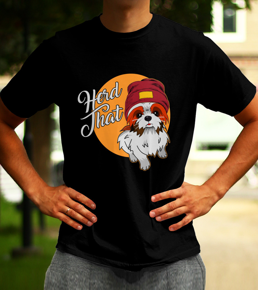 Herd That Shih Tzu Animal Lover Dog With Hat Sketch T-Shirt