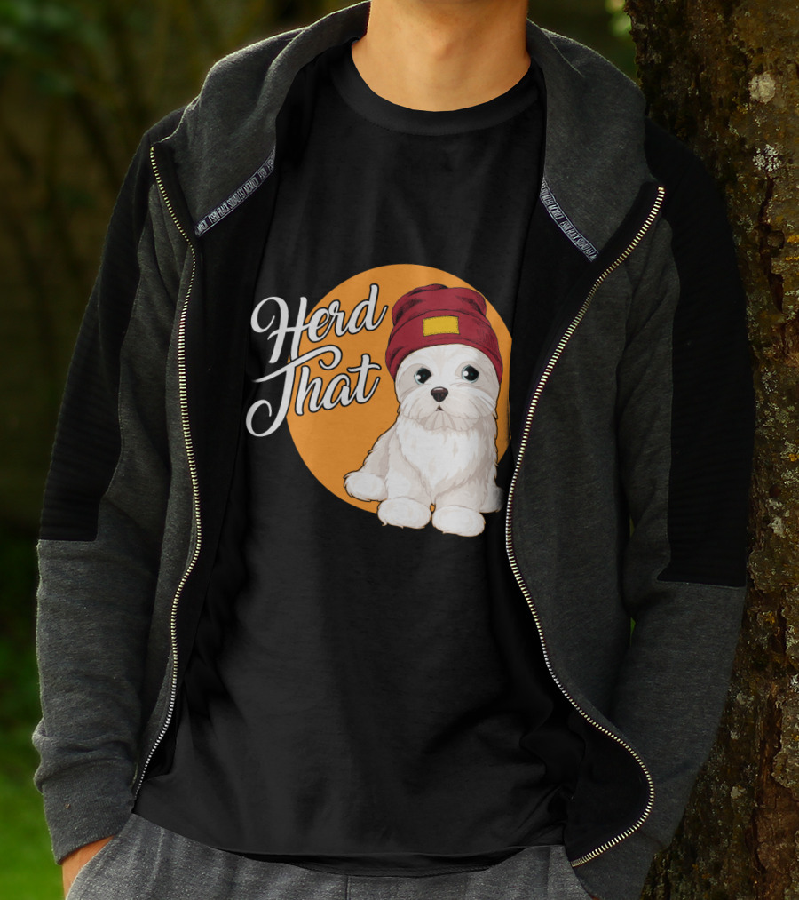 Herd That Funny Maltese Dog Lover Beanie T-Shirt