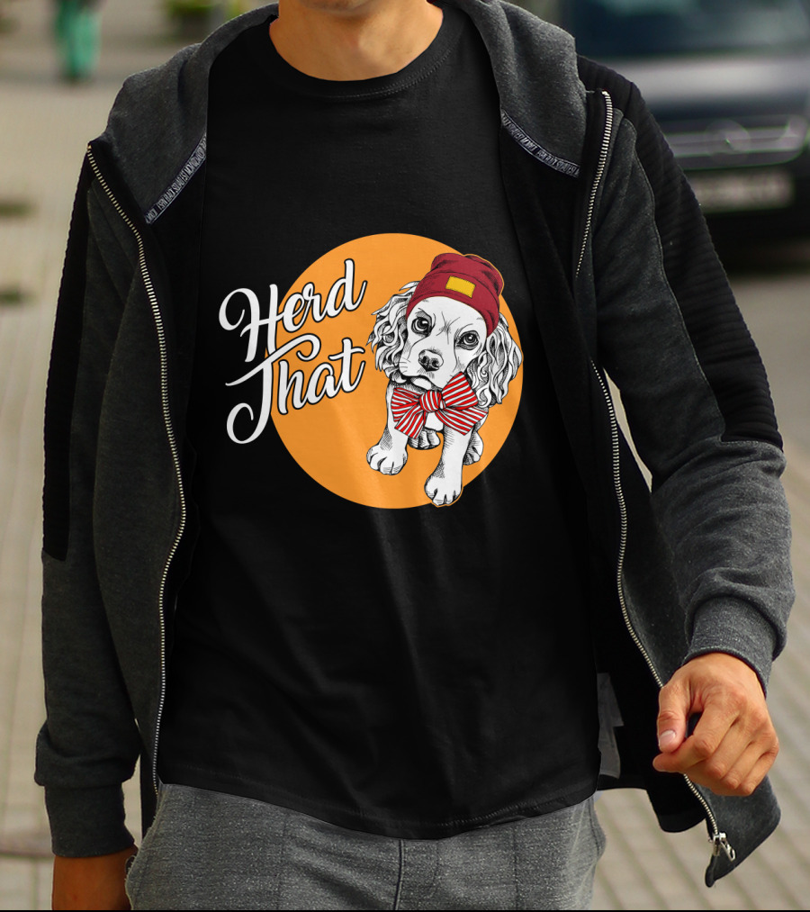 Herd That Cocker Spaniel Funny Animal Lover Dog Bow Tie Beanie T-Shirt