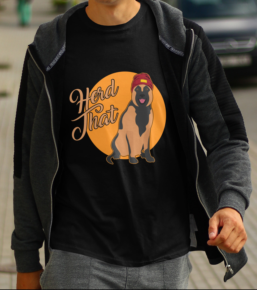 Herd That Belgian Malinois Funny Animal Lover Dog Wearing Hat T-Shirt