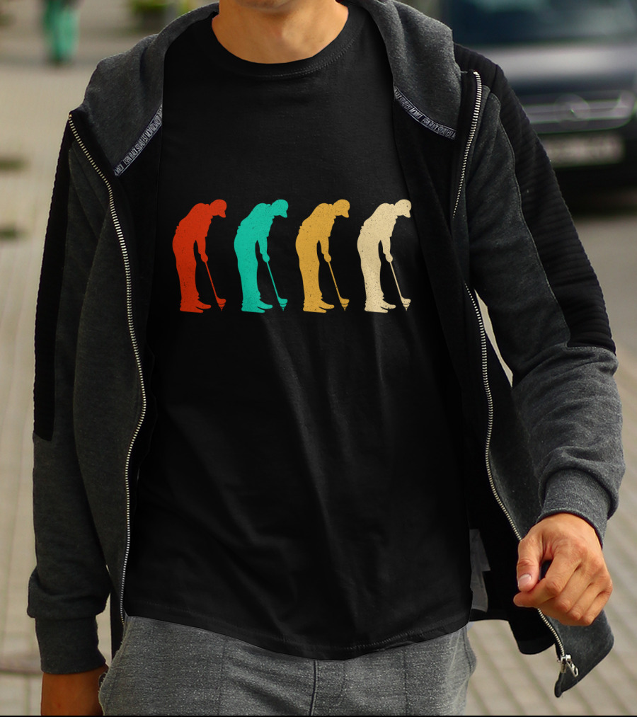 Retro Colorful Golf Silhouettes Vintage Golf T-Shirt