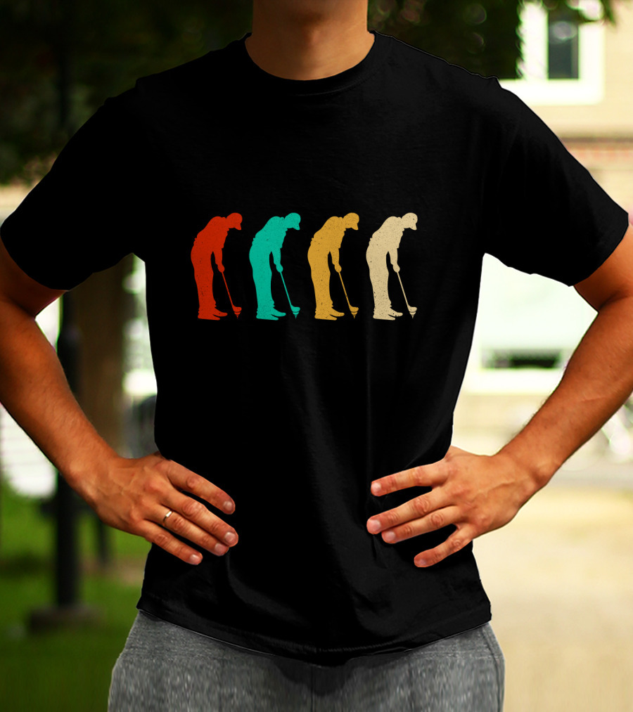 Retro Colorful Golf Silhouettes Vintage Golf T-Shirt