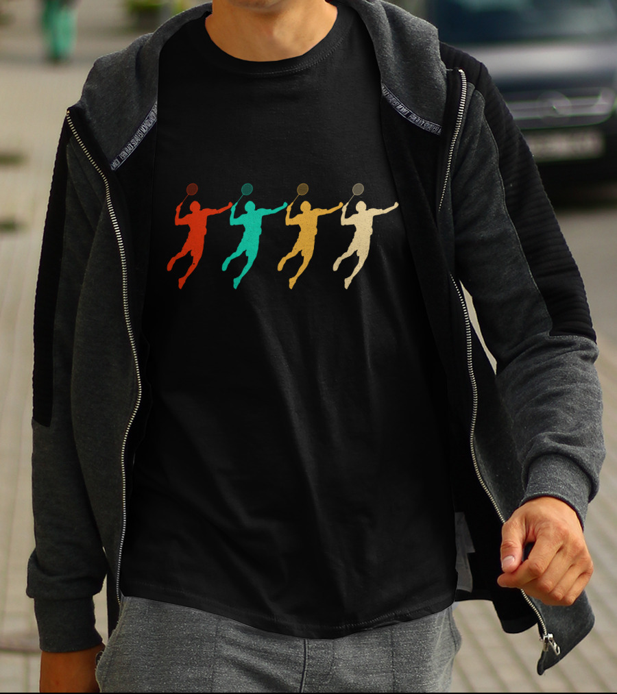 Vintage Badminton Colorful Athlete T-Shirt