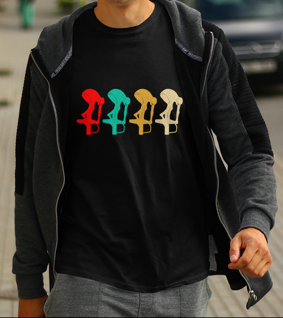 Vintage Swimming Diver Silhouettes In Retro Colors T-Shirt