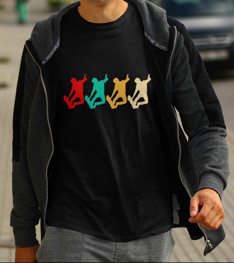 Vintage Skateboarding Silhouette Retro Colors T-Shirt