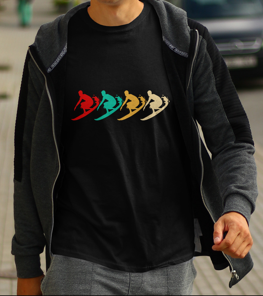 Vintage Surfing Retro Colorful Wave Riders T-Shirt