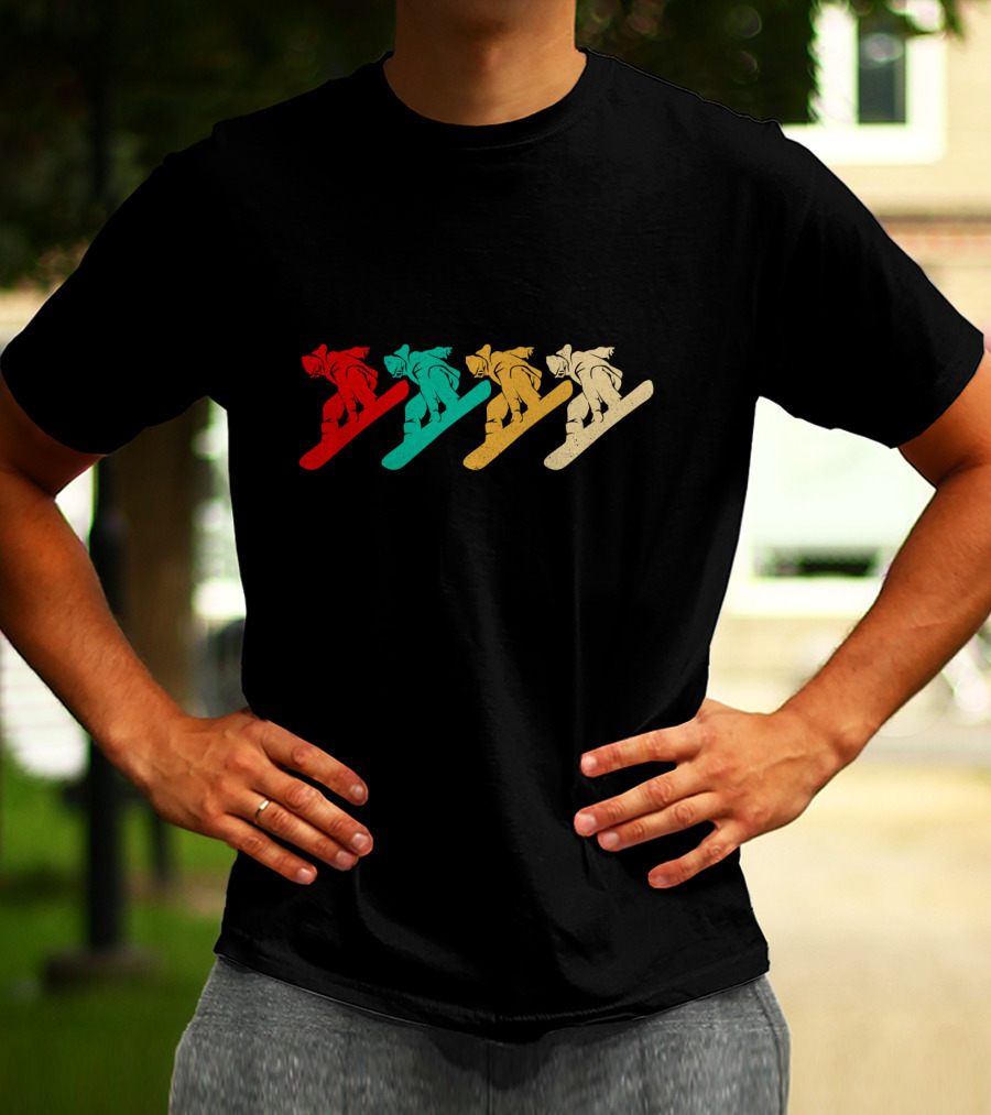 Vintage Snowboarding Colorful Retro Silhouette Series T-Shirt