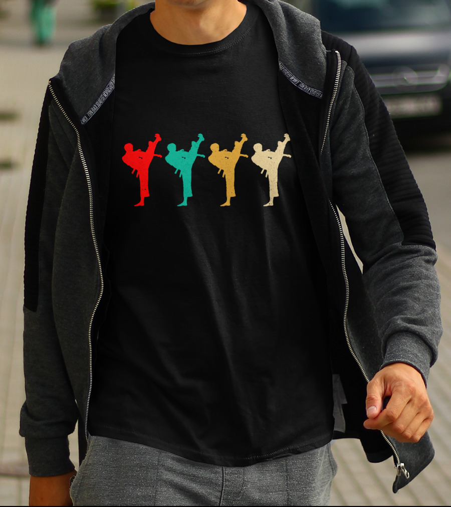 Vintage Karate Retro Silhouette Kicks T-Shirt