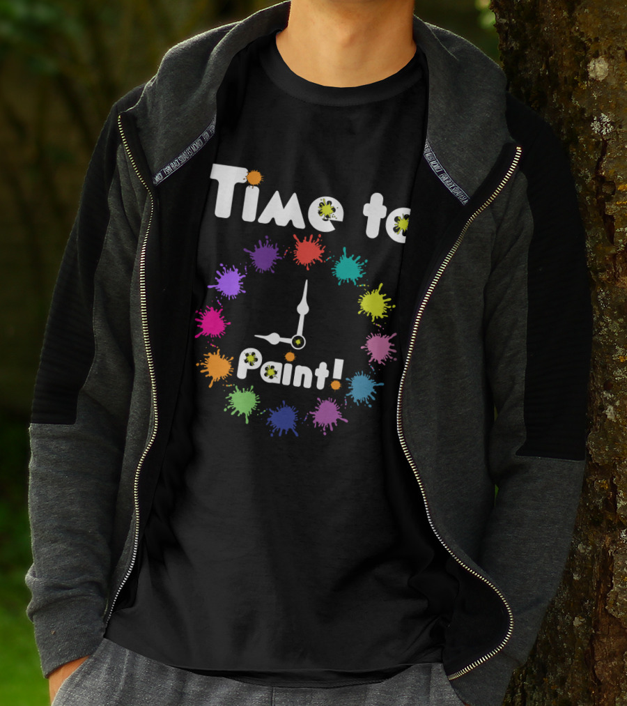 Time To Paint Colorful Clock T-Shirt