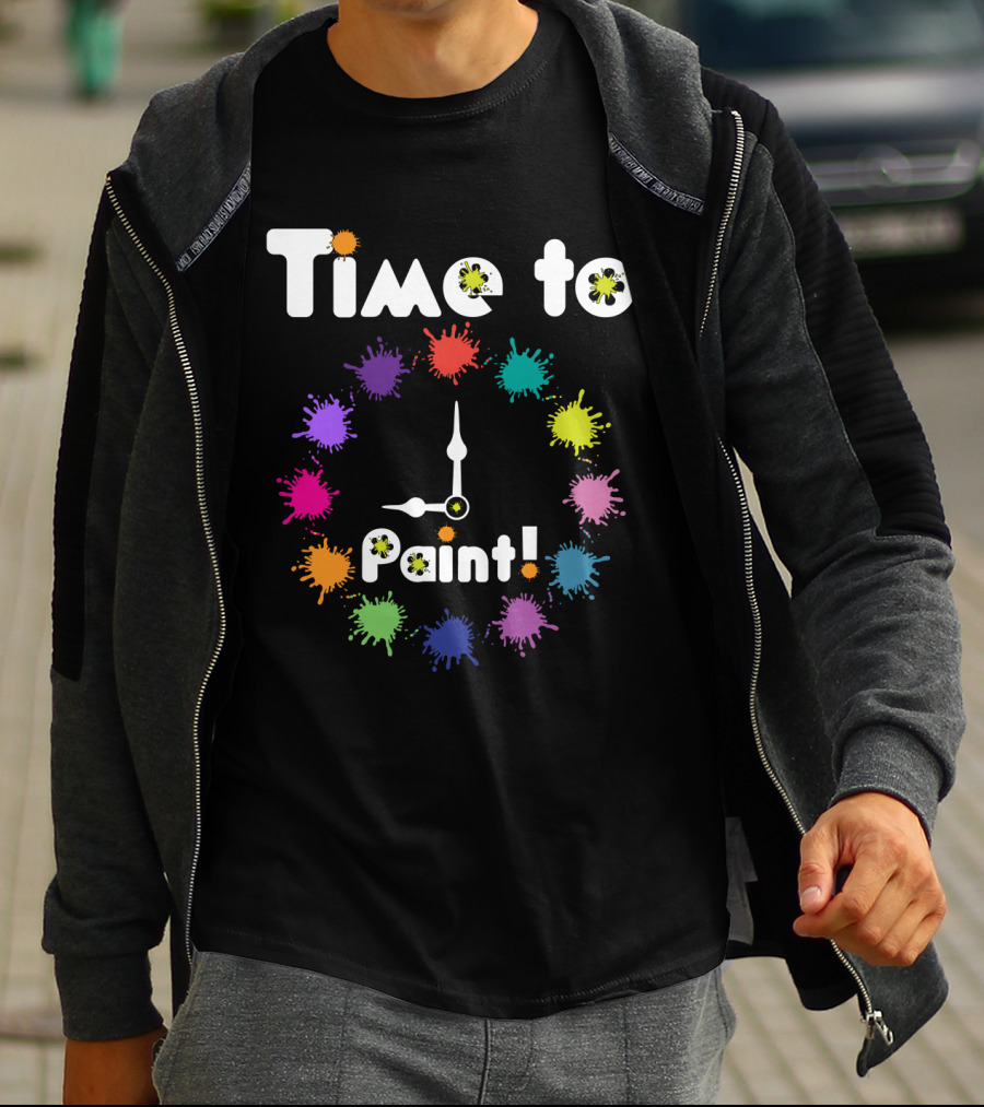 Time To Paint Colorful Clock T-Shirt