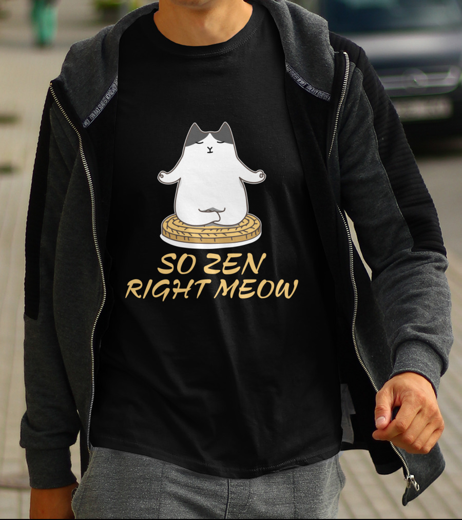 Relaxed Cat Meditating So Zen Right Meow T-Shirt