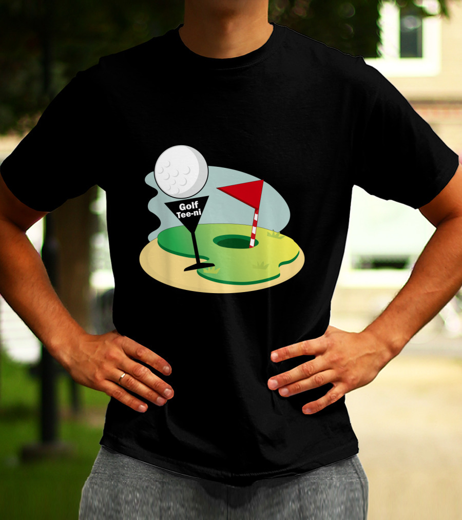 Golf Tee-ni Golf Ball Green Flag Hole T-Shirt