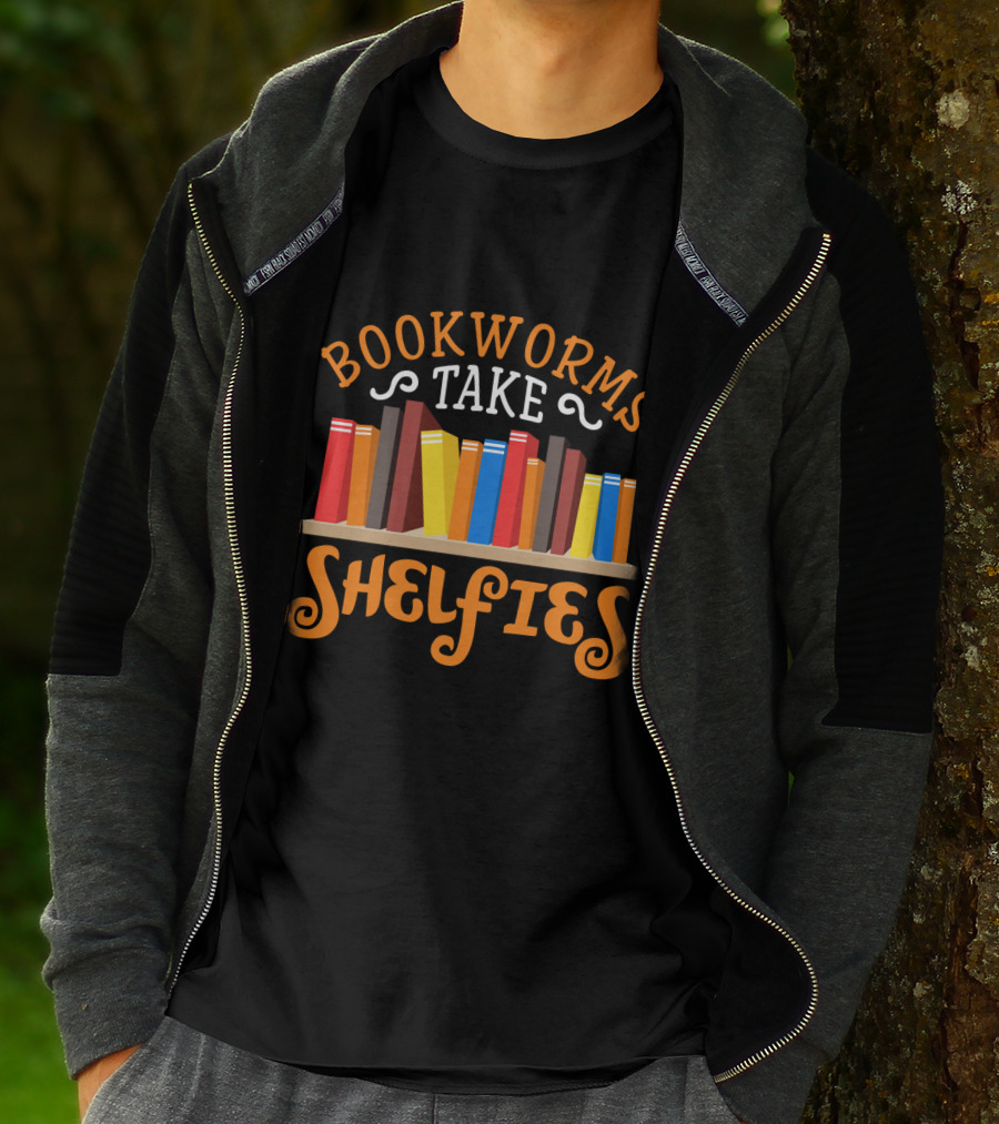 Bookworms Take Shelfies With Colorful Books On Shelf T-Shirt