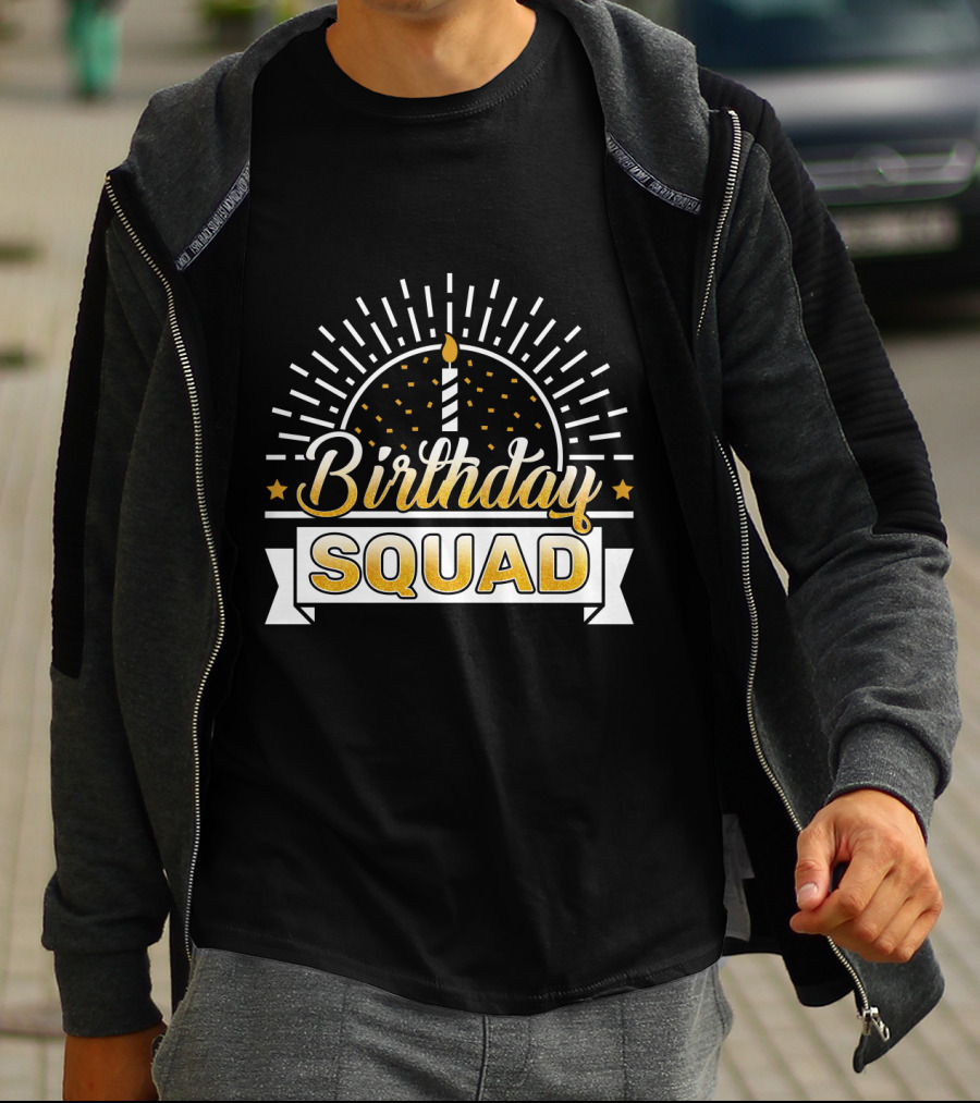 Birthday Squad Candle Celebration Banner Stars T-Shirt