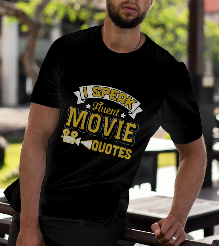 I Speak Fluent Movie Quotes Vintage Film Camera Stars T-Shirt