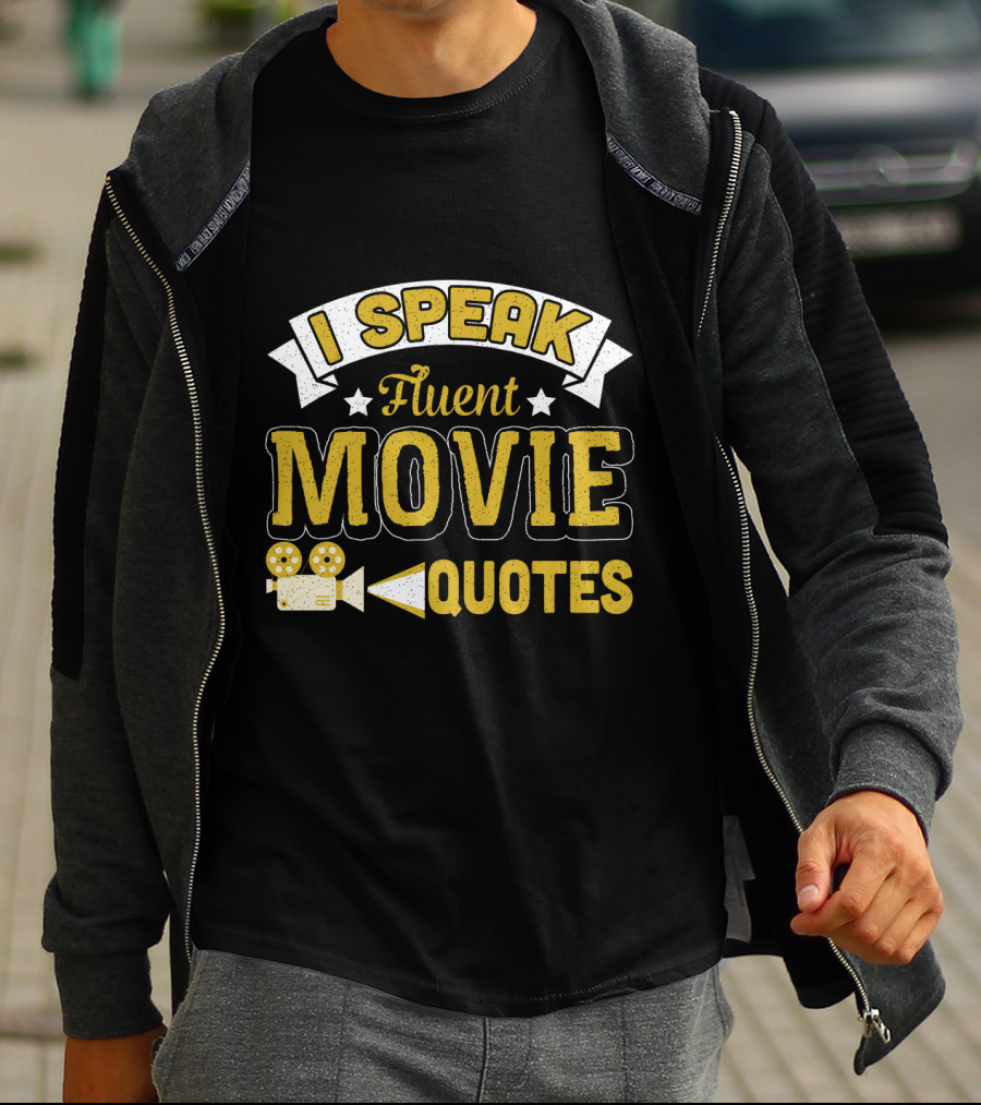 I Speak Fluent Movie Quotes Vintage Film Camera Stars T-Shirt