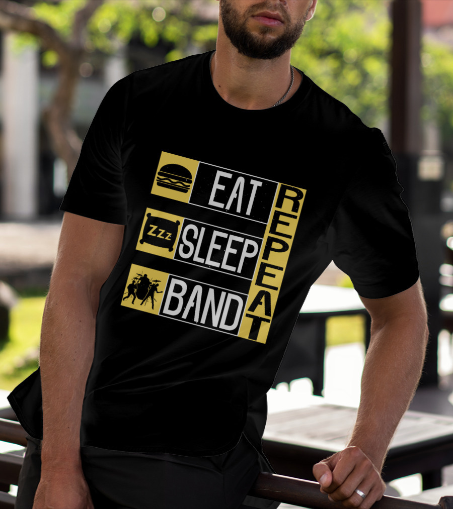 Eat Sleep Band Repeat Music Burger Pillow Icons T-Shirt