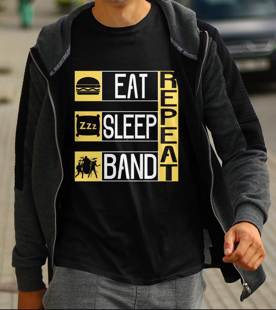 Eat Sleep Band Repeat Music Burger Pillow Icons T-Shirt