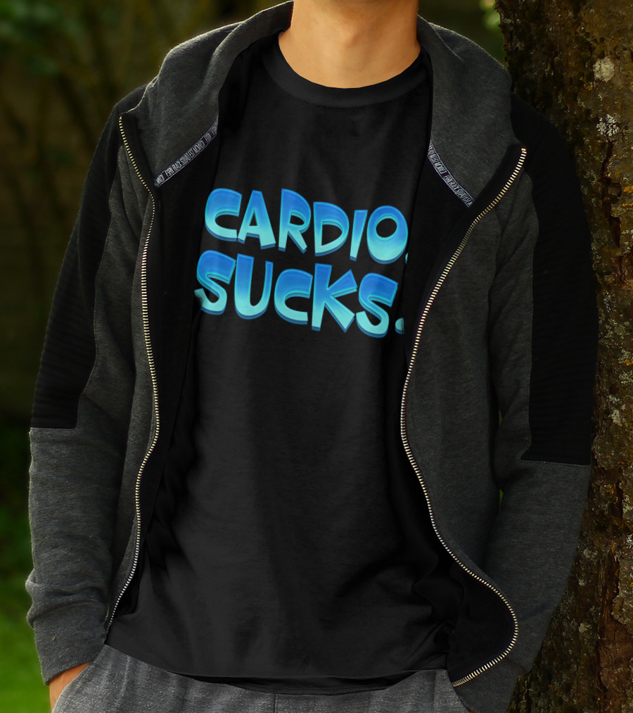 CARDIO SUCKS Bold Blue Text T-Shirt
