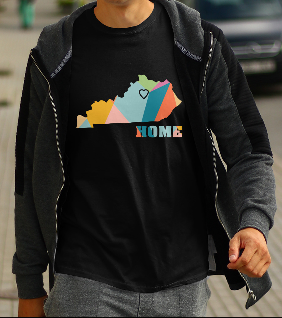 Home Kentucky State Colorful Map Heart T-Shirt