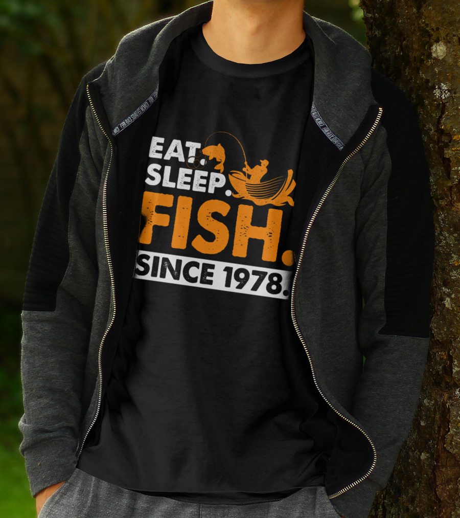 Eat Sleep Fish Since 1978 Vintage Fishing Enthusiast 41st Birthday T-Shirt