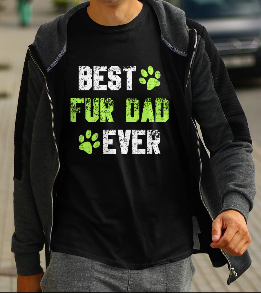 Best Fur Dad Ever Paw Prints T-Shirt