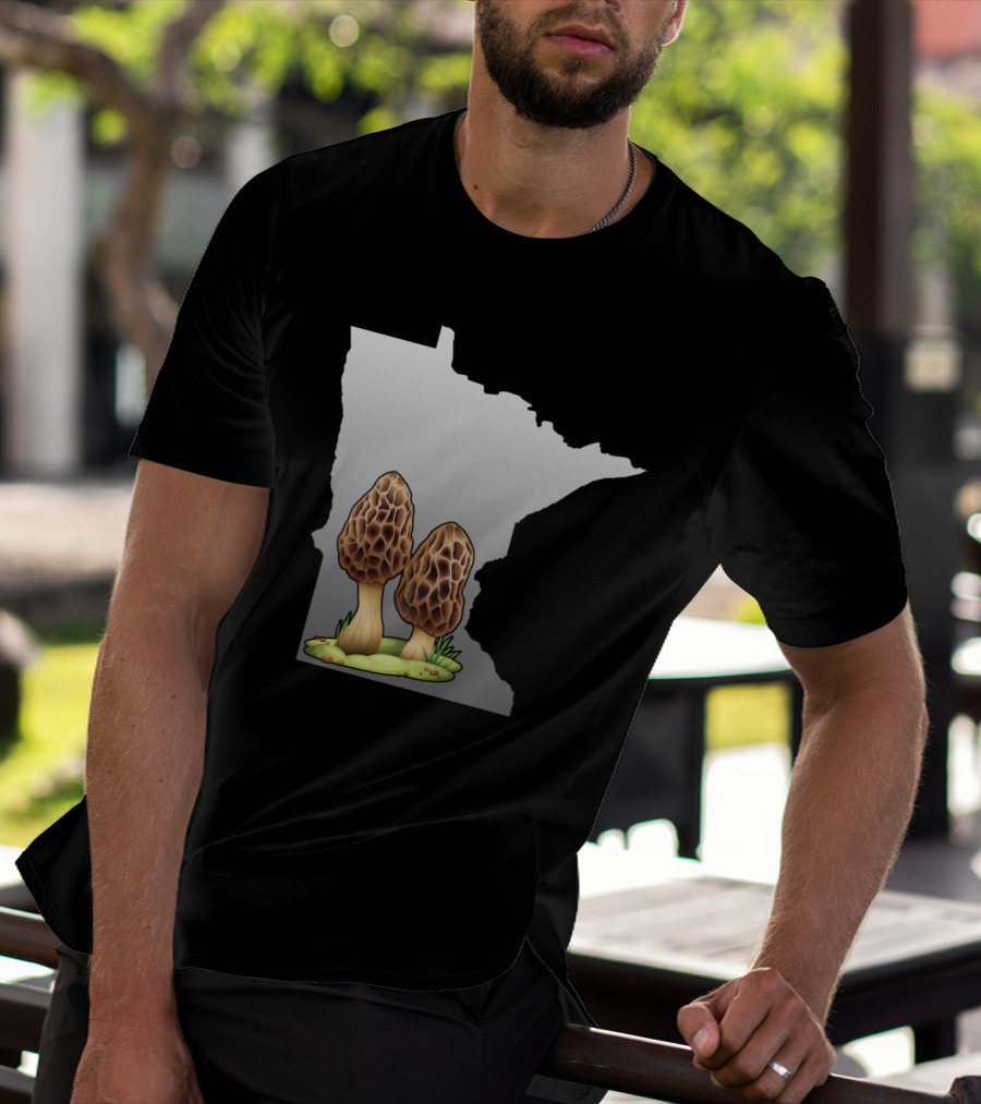 Minnesota Map With Two Morel Mushrooms In Front T-Shirt