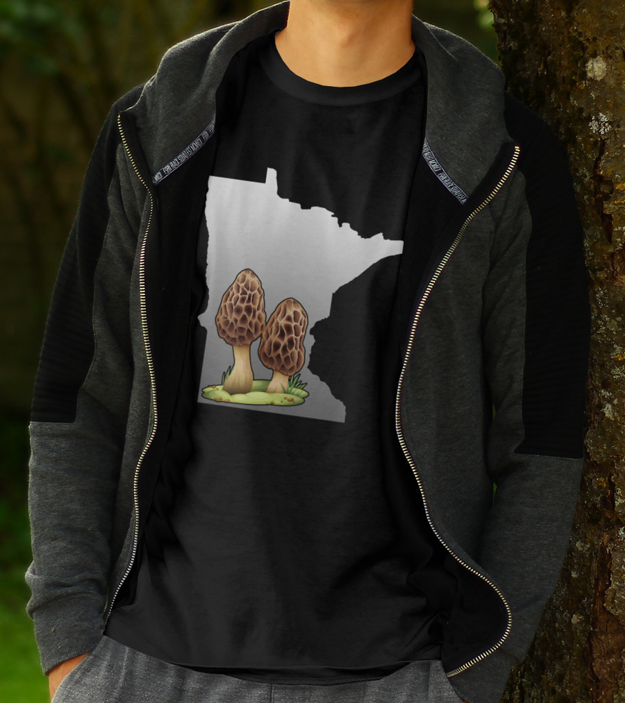 Minnesota Map With Two Morel Mushrooms In Front T-Shirt