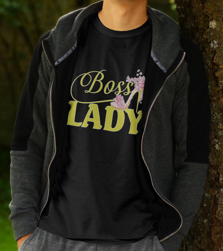 Boss Lady Floral Gold High Heel T-Shirt