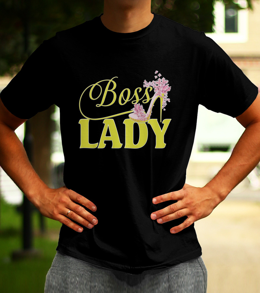 Boss Lady Floral Gold High Heel T-Shirt