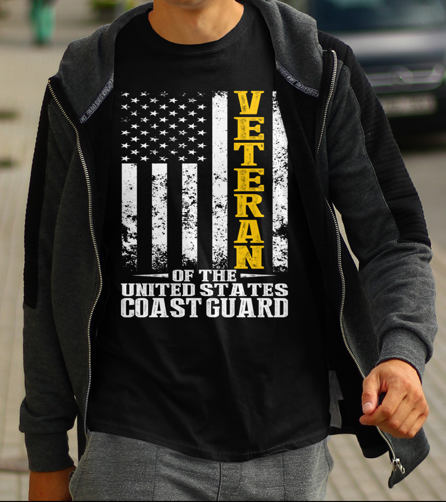 Veteran Of The United States Coast Guard USA Flag T-Shirt