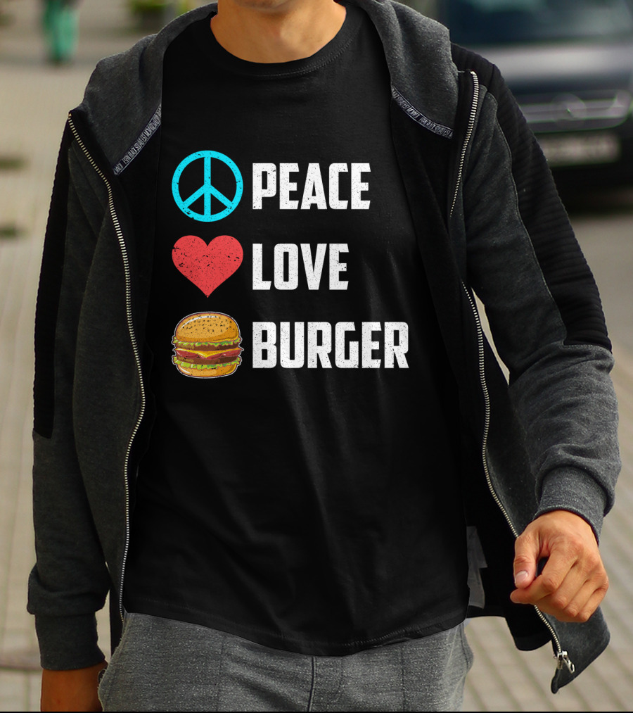 Peace Heart Love Burger T-Shirt