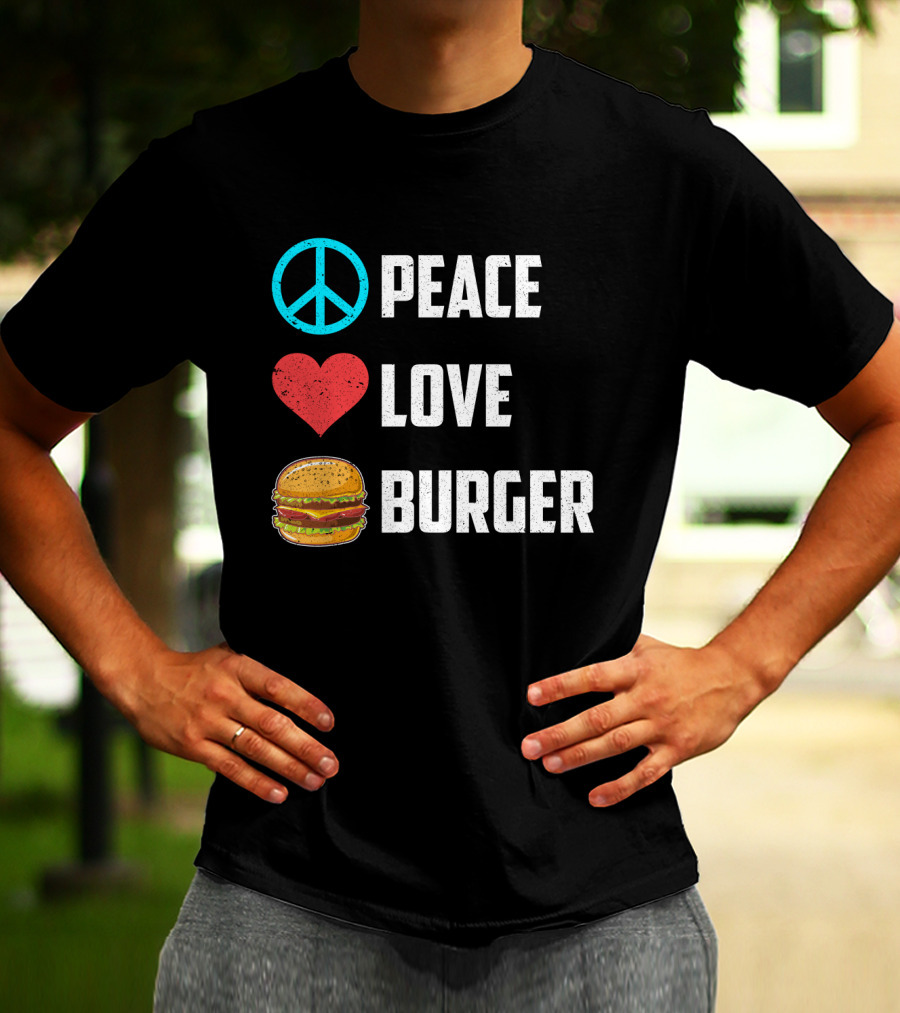 Peace Heart Love Burger T-Shirt